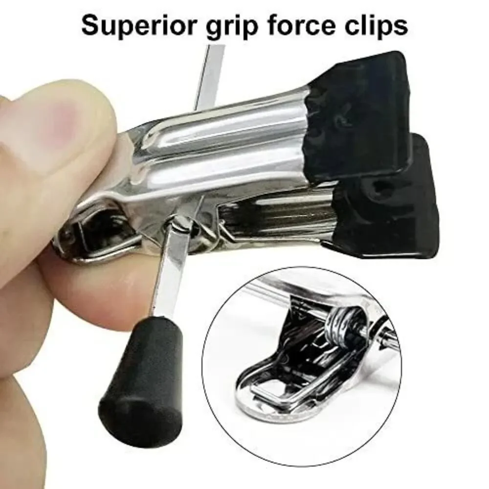 HWAJAN Metal Hangers w/Clips 50 Pack Adjustable Non-Slip for Clothing Heavy Duty